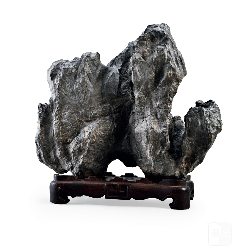 明 气象山 灵璧供石及清红木座 - 图2